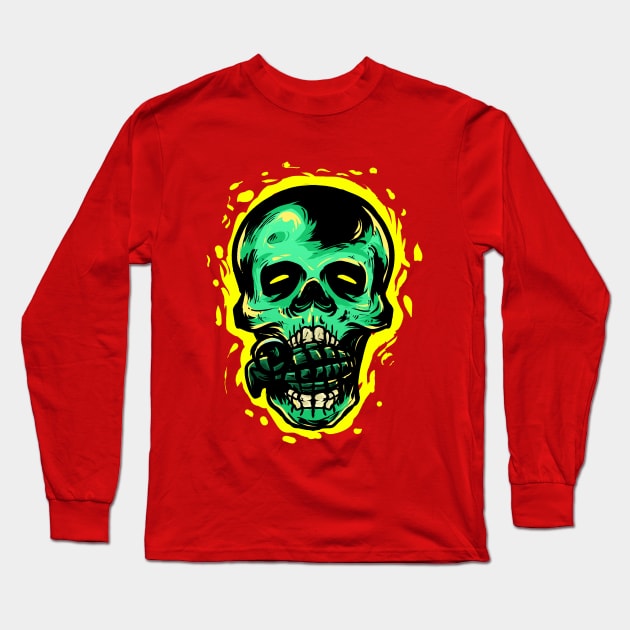 SKULL NADE GREEN ARMY Long Sleeve T-Shirt by khamidfarhan182